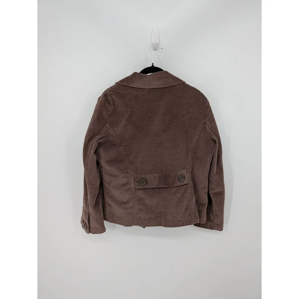 J Jill Corduroy Jacket Women Petite SP Brown Double Breasted Quilted Lining